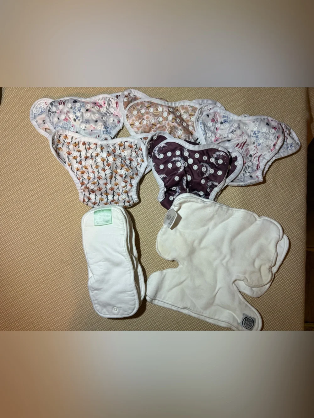 Stout House Cloth Diaper Covers (5) & 5 inserts, 2 pre-flats